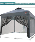 10x10 Pop Up Canopy Tent With Mosquito Netting Outdoor Portable Screen Shelter For Yard Parties Camping And Picnics