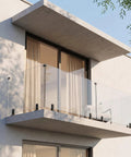 No Sweat Install 6 Panel Frameless Glass Deck Railing Kit With Top Shelf Stainless Steel Posts And Pre Cut Tempered Glass Panels 340 Inch Wide By 44 Inch High For Porch Upgrades on balcony.