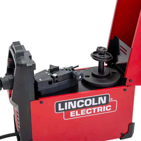 90i FC Flux Core Wire Feed Welder Weld-Pak Portable 120V Welding Machine With open metal case showing wire spool holder.