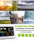 Wireless Weather Station With Three Sensors, Color Display Digital Atomic Clocks, Indoor Outdoor Temp And Humidity