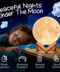 Moon Night Light For Kids Room With Colorful LED Glow, 3D Moon Lamp That Shifts Colors, sleeping child, timer dimming remote control icons