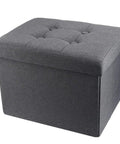 Storage Ottoman Footrest Stool With Hidden Storage, gray upholstered, 17 x 13 x 13 inches, foldable with comfy thick foam padding.
