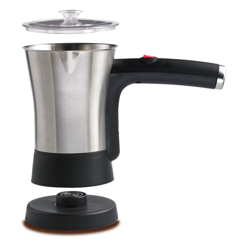 Electric Turkish Coffee Maker 4 Cup Stainless Steel Black Finish Easy Brew For Quick Turkish Coffee At Home Durable Metal Body
