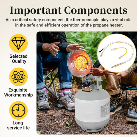 Propane tank-top heater with thermocouple safety assembly, compatible with MH15T and MH30T series, camping setup