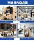 2 In 1 Convertible Hand Truck With 1000 Lbs Capacity, Heavy Duty Platform Cart Dolly For Home And Warehouse Moving, Non Slip Handle And Wheels, Foldable Design, Durable Steel Frame, Easy Switch Between Two Wheel And Four Wheel Modes in logistics, warehouse, construction, and office use