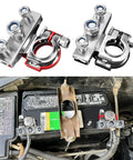 12V Top Post Battery Terminal Kit 2 Pack With 3 Way Quick Release Connectors for Car Cables, Copper Tin Plated Set