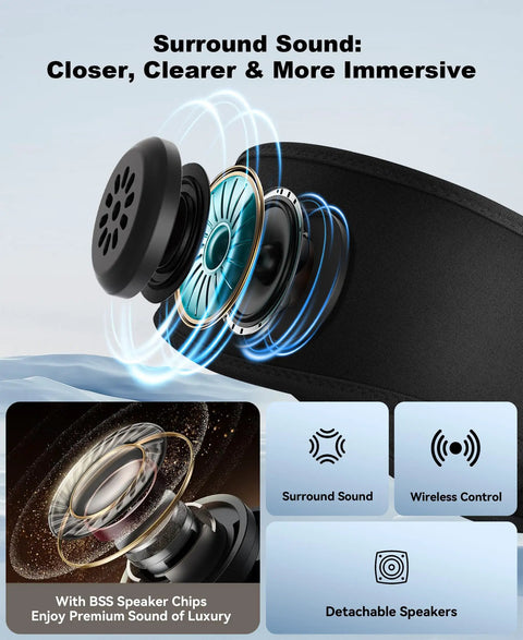 Sleep Headphones Headband Bluetooth 5.4 wireless earphones with ultra thin HD stereo speakers and built-in mic illustration