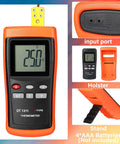 Front view of Kiln Temperature Thermometer With K Type Thermocouple And Ceramic Insulator Sensor, digital screen showing 25°C.