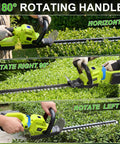 Person uses the Powerful 21V Cordless Hedge Trimmer With Battery 20 Inch Lightweight Electric Bush Trimmer on hedges