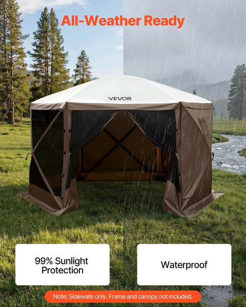 12x12 Pop Up Gazebo Sidewalls With Window Panel Set Waterproof And UV Protected, shown installed, protecting from rain.