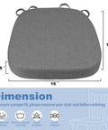 Thickened Two Point Five Inch U Shape Chair Cushion For A Cozy Comfy Seat With High Density Foam in Dark Gray 16x16x2.5 inches