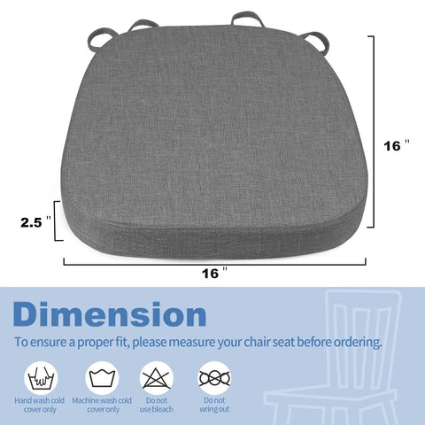 Thickened Two Point Five Inch U Shape Chair Cushion For A Cozy Comfy Seat With High Density Foam in Dark Gray 16x16x2.5 inches