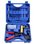 Handheld Brake Bleeder Kit With Vacuum Pump And Pressure Gauge For Cars Motorcycles ATVs Includes Hoses Adapters Reservoir All In One Brake Fluid Bleeding Tool Set For Easy One Person Automotive Vacuum Diagnostics, blue case open