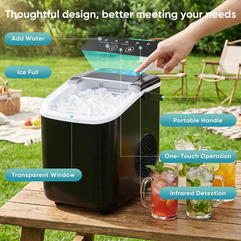 Dope Countertop Ice Maker With Built In Handle Lets You Score 9 Bullet Ice Cubes In 6 To 8 Minutes Up To 26 Lbs Per Day Auto Clean