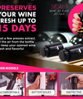 Vacuum Wine Stopper Set Pack Of 2 Keeps Wine Fresh Up To Fifteen Days With One Pump Button Leak Proof Seal In Any Position