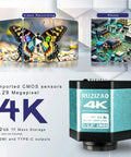 Digital Microscope With Large Stable Base Stand For Detailed Inspections, 4K Ultra HD Imaging, 150X Zoom Lens, photo of circuit board and butterfly