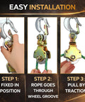 Hella Sturdy 2 Pack Snatch Block Pulley With Swivel Eye And Hoist Hook 2 Ton 4400 Lbs Capacity Zinc Coated Steel installation steps