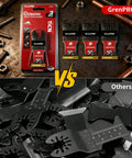 Game Changing TiCN Carbide Oscillating Saw Blades 3 Pack for Kicking Through Solid Metal and Popping Off Old Nails displayed with competitors.