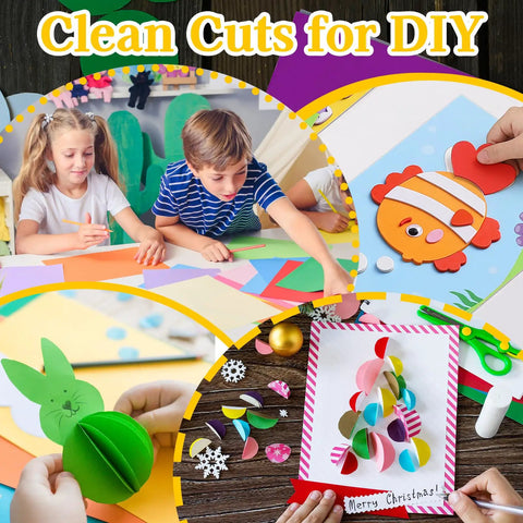 Children using Circle Hole Punch 25mm 1 Inch Paper Punch for scrapbooking, card making, and crafting projects with colorful paper cutouts.