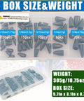 Assorted Lead Slip Weights 60-Piece Grab-And-Go Box Kit For Bass Fishing with sliding sinkers for Texas and Carolina rig.