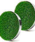 2 Pack Golf Hole Cup Covers for Backyard Putting Green With Metal Base; round covers with green top and silver metal sides