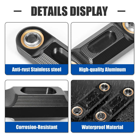 Sway Bar End Links For Can Am Spyder 2013 To 2026 F3 RT RS ST Series Black Heim Joint Upgrade For Smoother Ride Tight Handling And Stable Cornering On Street And Light Trail, black aluminum end link close-up