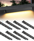 8 Pack 5W 12 Inch LED Hardscape Paver Lighting Kit, shown in use with warm glow on black finish for outdoor installation