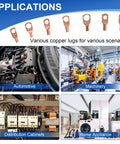 All-In-One Copper Wire Lugs and Ring Terminal Kit With Heat Shrink Tubing applications in automotive, machinery, cabinets, appliances
