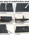 Step-by-step guide for using Heavy Duty Round Head Button Studs And Chicago Screws Assorted In 120 Pieces Dope Silver Zinc Alloy Hardware.