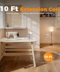 Ultra Slim 10 Foot Power Strip Tower With Eight Widely Spaced Outlets And Four Usb Ports To Juice Up Every Device Without Any Adapter Blocker Smooth Operator Setup For Home Office Or Dorm Room on a desk with a sewing machine.