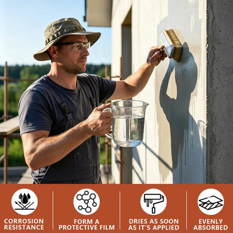 Worker applying Water Based Concrete Cure And Sealant Liquid For New Slabs Driveways And Patios Heavy Duty Moisture Lock 20 Oz.