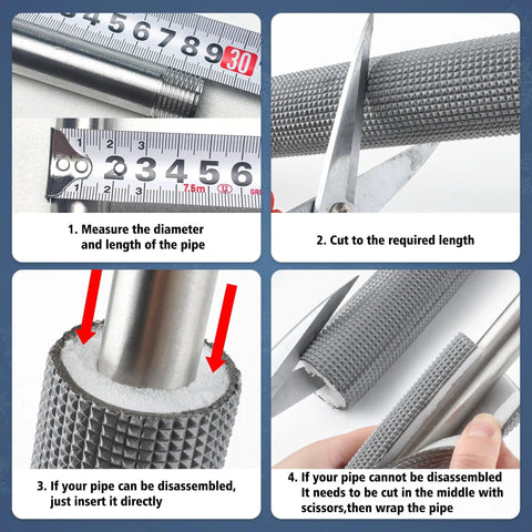 Instructions on using Five Pack Three Quarters Inch ID Foam Pipe Insulation Tubes Sixteen Point Nine Inch Length Grey All Weather