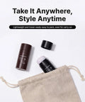 Dark Brown Hair Powder Root Touch Up Stick For Fast Gray Coverage in a travel pouch, perfect for on-the-go styling.