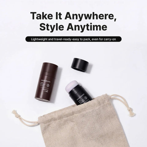 Dark Brown Hair Powder Root Touch Up Stick For Fast Gray Coverage in a travel pouch, perfect for on-the-go styling.