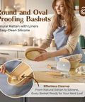 Woman using Starter Kit With Dutch Oven And Scale For Bread, Complete Set With Proofing Baskets, 34oz Jar, Slings, Tools