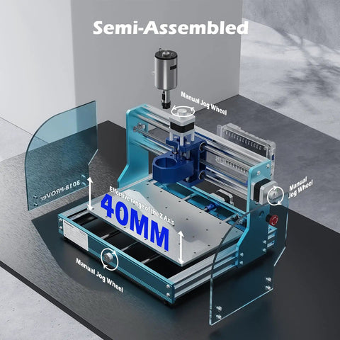 3018 ProVer V2 Desktop CNC Milling Machine For Beginners with limit switches and emergency stop, upgraded Z axis, semi-assembled
