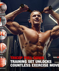 Man using Heavy Resistance Bands With Handles For Home Gym, Tricep And Bicep Training, Shoulder and Forearm Strength Training