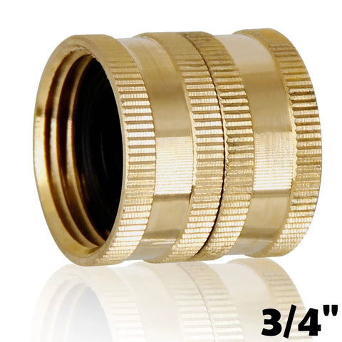Heavy Duty Brass Garden Hose Adapter 3/4 Inch Dual Swivel Male To Male To Double Female, Rustproof Durable Yard Hose Connector Workhorse For Outdoor Watering RVs And Pressure Washers, 2 Pack