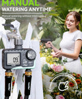 Two Zone Garden Hose Water Timer With Rain Delay And Manual Watering, Automatic Irrigation For Yard Or Lawn Sprinklers, IP65 Waterproof