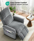 Power Recliner Chair For Adults With Remote Stepless 105 To 165 Degree Recline Chenille Upholstery in living room
