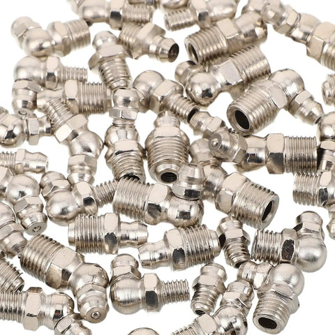 Top Tier Metric Grease Fitting Zerk Kit M6 M8 M10 Straight And Angled Silver Finish Heavy Duty Auto Repair And Tractor Maintenance For Quick Lube Swaps, assorted silver metric grease zerk fittings