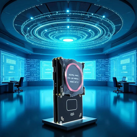 Proxmark3 Easy V5.0 512MB RFID Reader Writer With Built In Antenna Dual Frequency 125kHz And 13.56MHz in futuristic lab setting