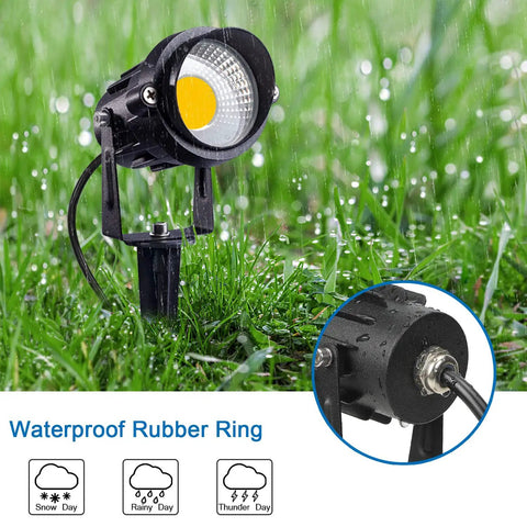 Outdoor LED Landscape Spotlights 12W 120V Waterproof With Spike Stakes For Garden Path And Tree Lighting in wet grass