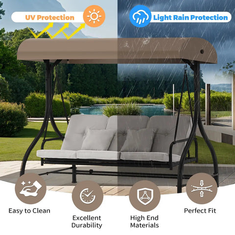 Porch Swing Canopy Top Replacement For Outdoor GCS00229C Beige Shade Cover Direct Fit Weatherproof Sun Shield For Your Patio
