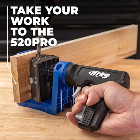Person using Pocket Hole Jig For Woodworking And Carpentry, Compatible With Materials From Half To One And A Half Inch Thick
