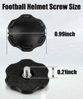 Football Helmet Chinstrap Thumb Screws Kit for SpeedFlex Youth showing black screw dimensions, 0.99 inch width, 0.21 inch height.