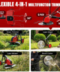Cordless 6000mAh Weed Eater With 12 Inch Brushless Head Wheeled String Trimmer 4 In 1 Grass Trimmer Brush Cutter Edger