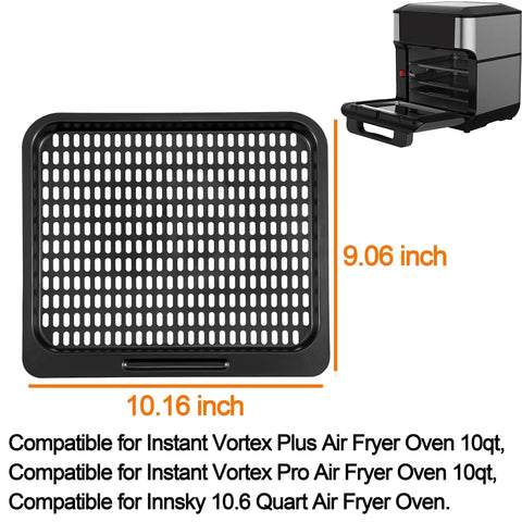 Replacement Nonstick Cooking Rack Tray Set For 10 Quart Air Fryers, carbon steel, 10.16x9.06 inches, shown with air fryer