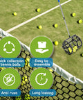 No Bending Over Tennis Ball DinkBall Roller Picker For 1.5 To 3 Inch Balls Quick Rolling Ball Retriever with features on court