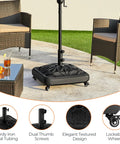 Fillable Mobile Umbrella Base With 4 Wheels 4 Locks 2 Knobs Heavy Duty Patio Umbrella Pole Holder for Outdoor Deck